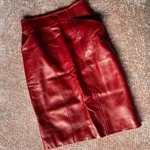 Christian Dior Boutique soft red leather skirt
